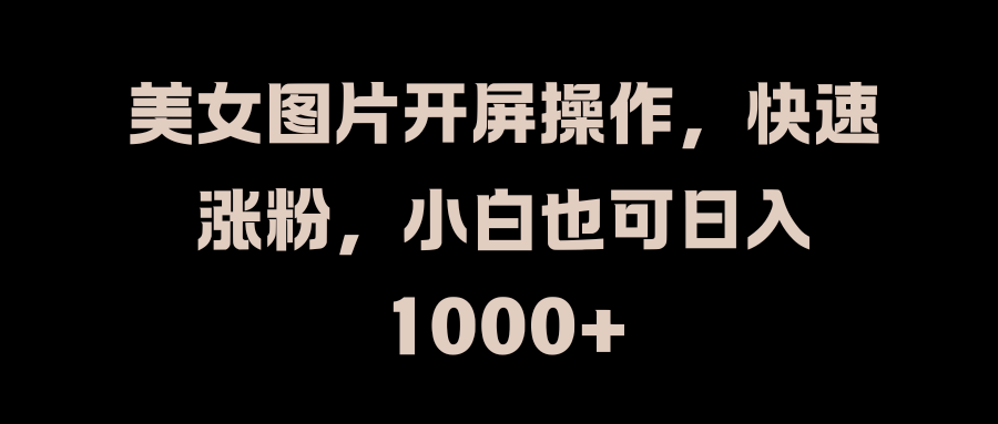 美女图片开屏操作，快速涨粉，小白也可日入1000+-往来项目网