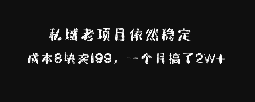 私域老项目依然稳定，成本8块卖199，一个月搞了2W+-往来项目网