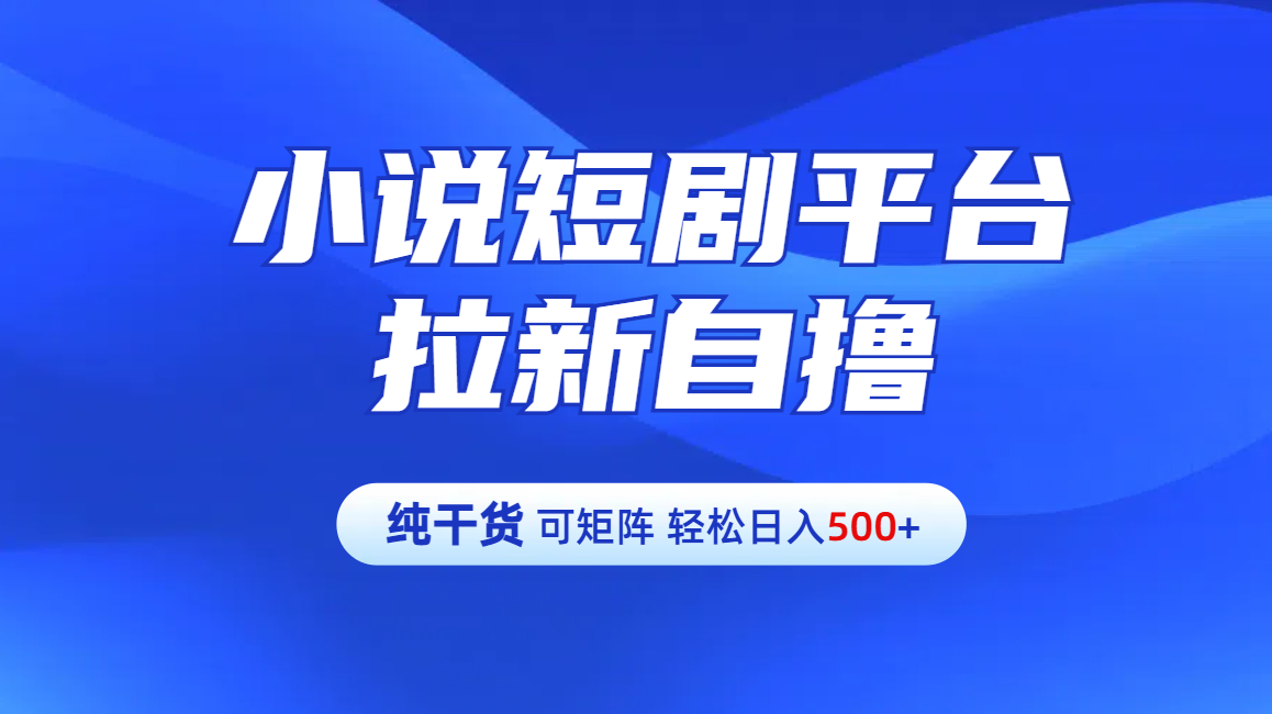 【纯干货】小说短剧平台拉新自撸玩法详解-单人轻松日入500+-往来项目网