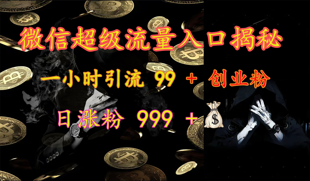 微信超级流量入口揭秘：一小时引流 99 + 创业粉，日涨粉 999 +【揭秘】-往来项目网