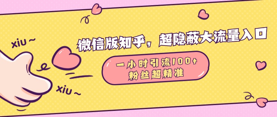 微信版知乎，超隐蔽流量入口，一小时引流100人，粉丝质量超高-往来项目网