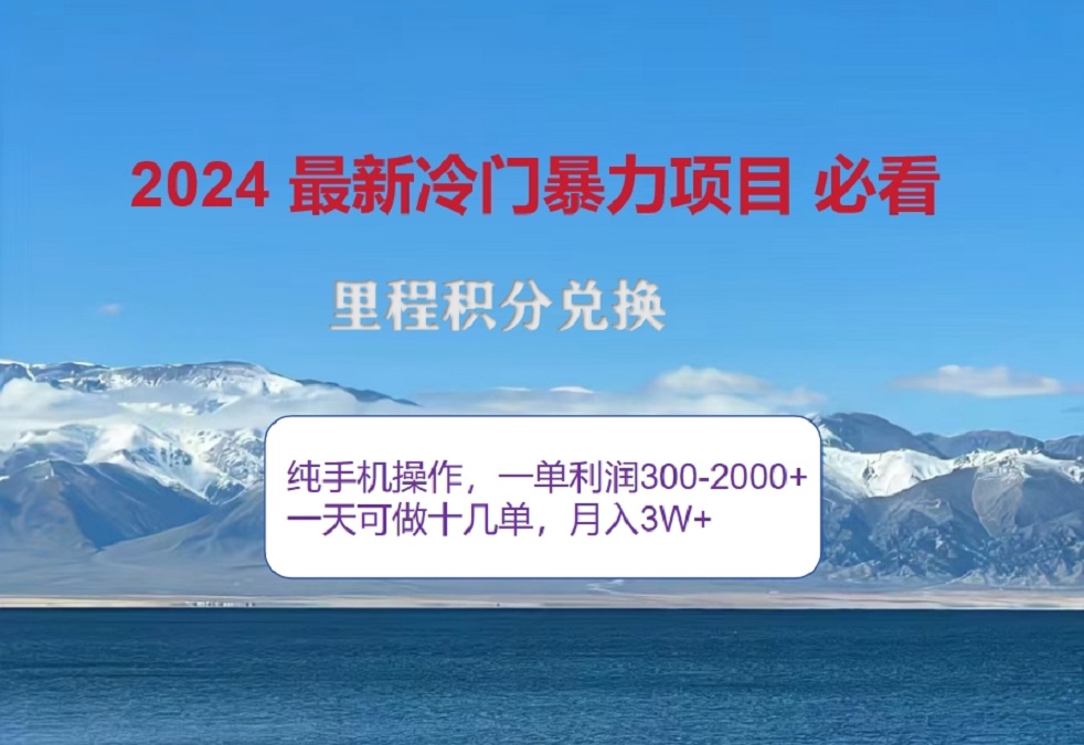 2024惊爆冷门暴利！出行高峰来袭，里程积分，高爆发期，一单300+—2000+，月入过万不是梦！-往来项目网