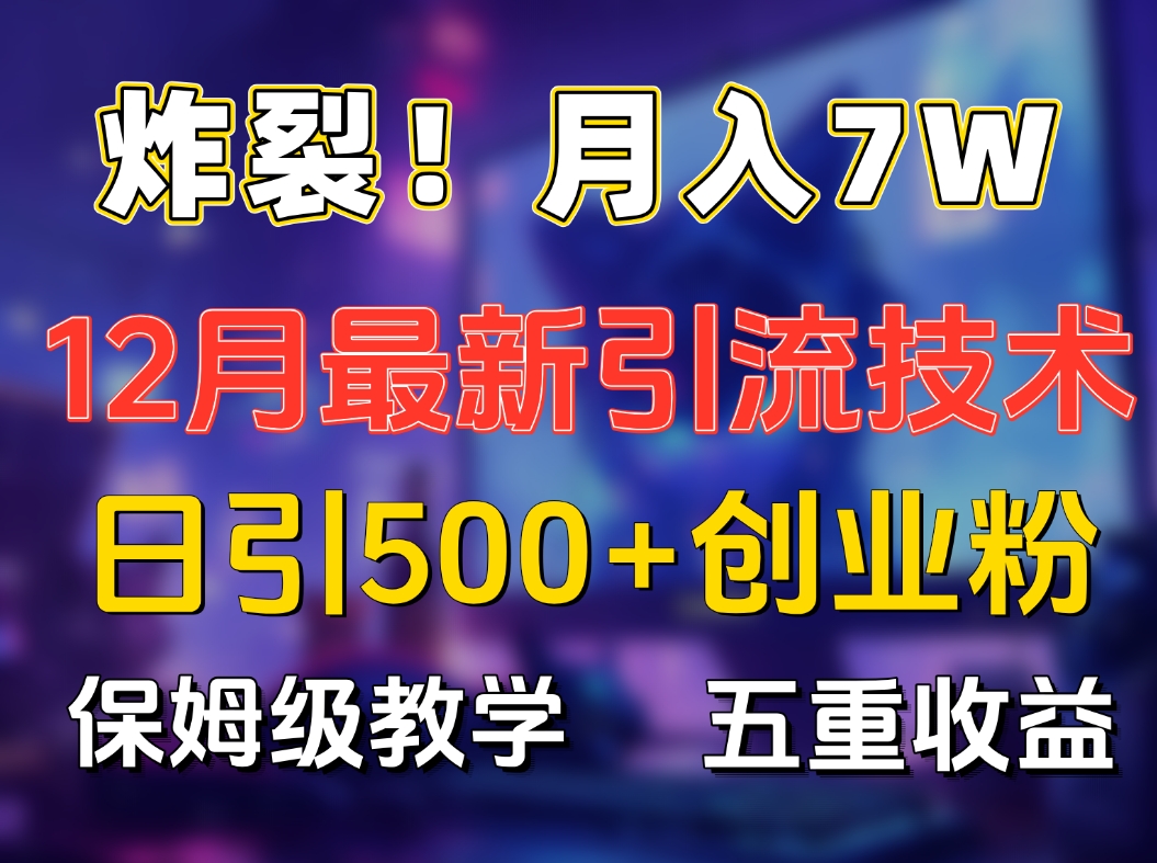 炸裂！月入7W+揭秘12月最新日引流500+精准创业粉，多重收益保姆级教学-往来项目网