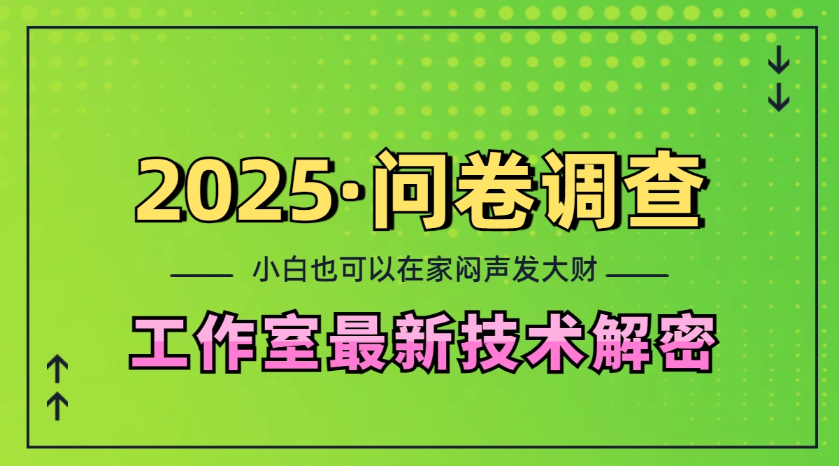 2025《问卷调查》最新工作室技术解密：一个人在家也可以闷声发大财，小白一天200+，可矩阵放大-往来项目网