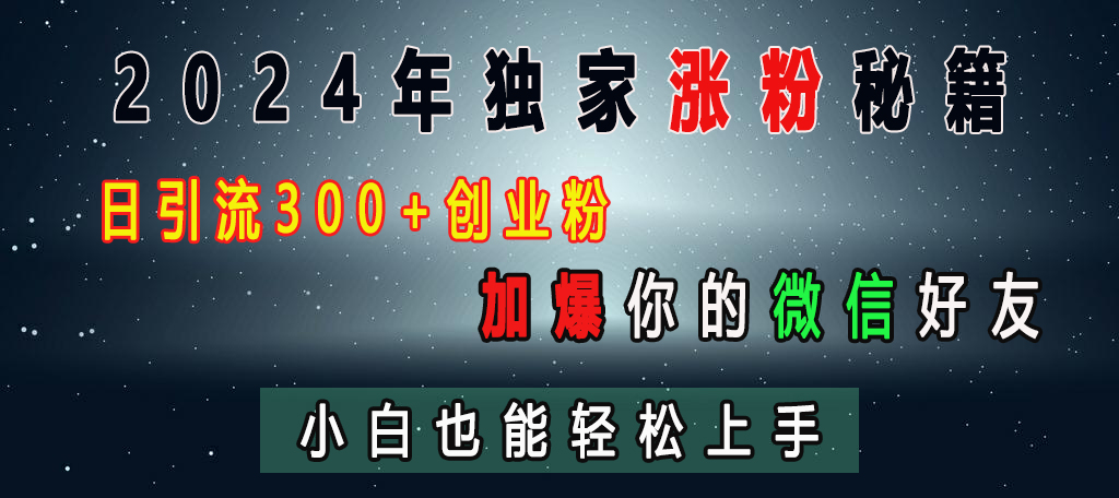 2024年独家涨粉秘籍，日引流300+创业粉，加爆你的微信好友，小白也能轻松上手-往来项目网