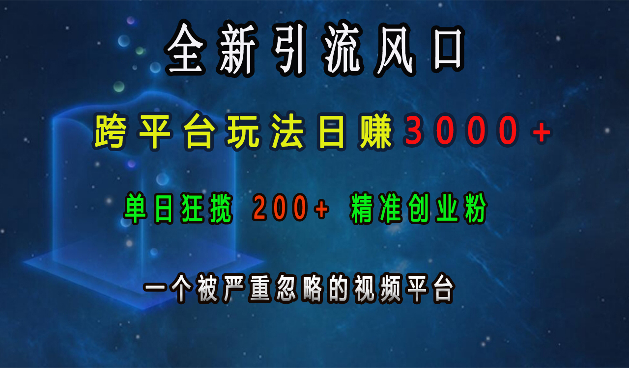 全新引流风口，跨平台玩法日赚3000+，单日狂揽200+精准创业粉，一个被严重忽略的视频平台-往来项目网