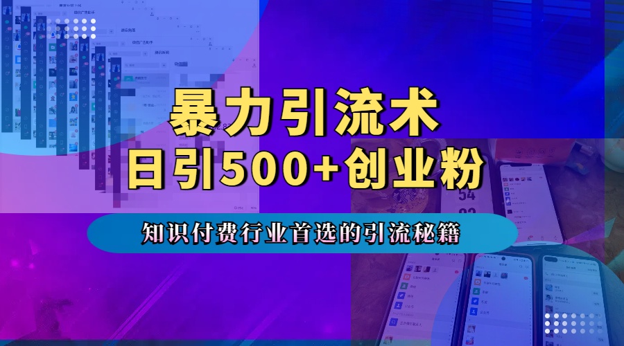 暴力引流术，专业知识付费行业首选的引流秘籍，一天暴流500+创业粉，五个手机流量接不完！-往来项目网