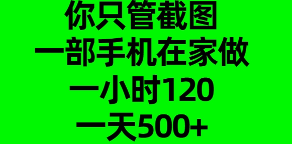 你只管截图，一部手机在家做，一小时120，一天500+-往来项目网