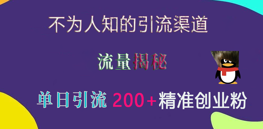 不为人知的引流渠道，流量揭秘，实测单日引流200+精准创业粉-往来项目网