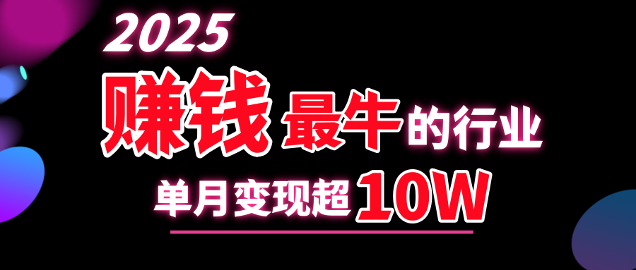 2025赚钱最牛的行业，单月变现超10w-往来项目网