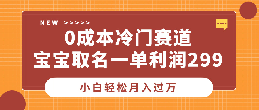 0成本冷门赛道，宝宝取名一单利润299，小白轻松月入过万-往来项目网