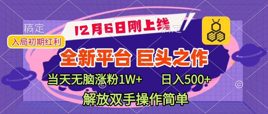 全新引流平台，巨头之作，当天无脑涨粉1W+，日入现500+，解放双手操作简单-往来项目网