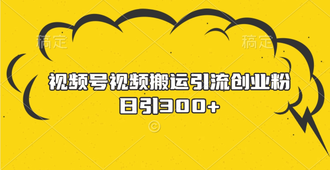 视频号视频搬运引流创业粉，日引300+-往来项目网