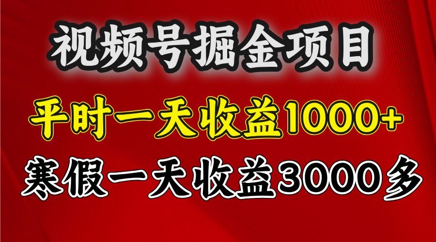 视频号掘金项目，寒假一天收益3000多-往来项目网