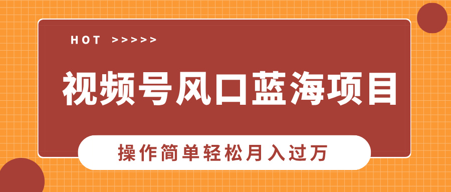 视频号风口蓝海项目，中老年人的流量密码，操作简单轻松月入过万-往来项目网