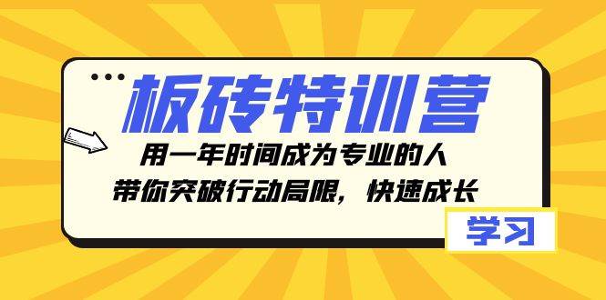 板砖特训营，用一年时间成为专业的人，带你突破行动局限，快速成长-往来项目网