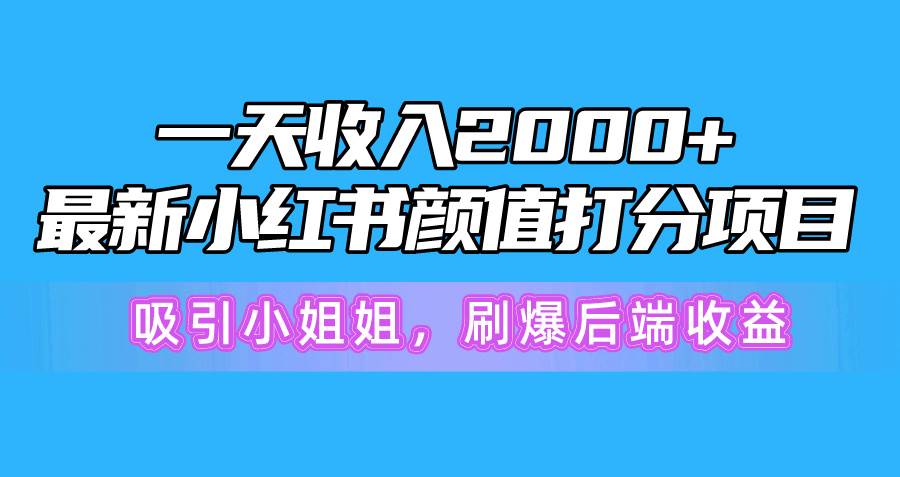 一天收入2000+，最新小红书颜值打分项目，吸引小姐姐，刷爆后端收益-往来项目网