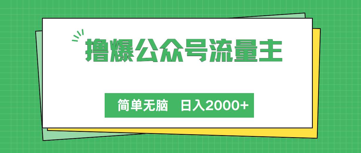 撸爆公众号流量主，简单无脑，单日变现2000+-往来项目网